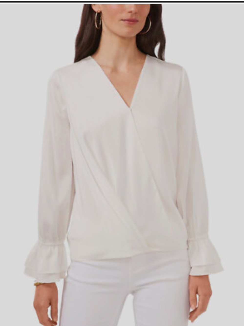 Trouvé White Surplice V-Neck Blouse with Ruffle Cuffs